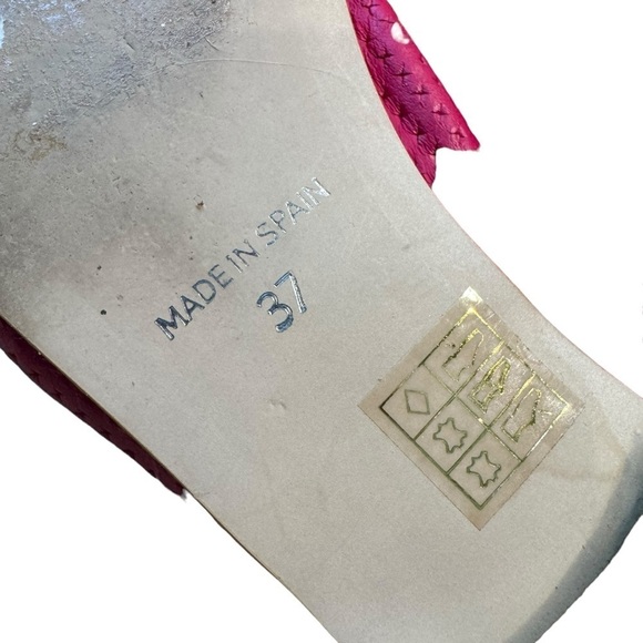 Anthropologie Farylrobin Kymeni Slingback Flats Pink Perforated Leather Size 37 - Picture 7 of 8